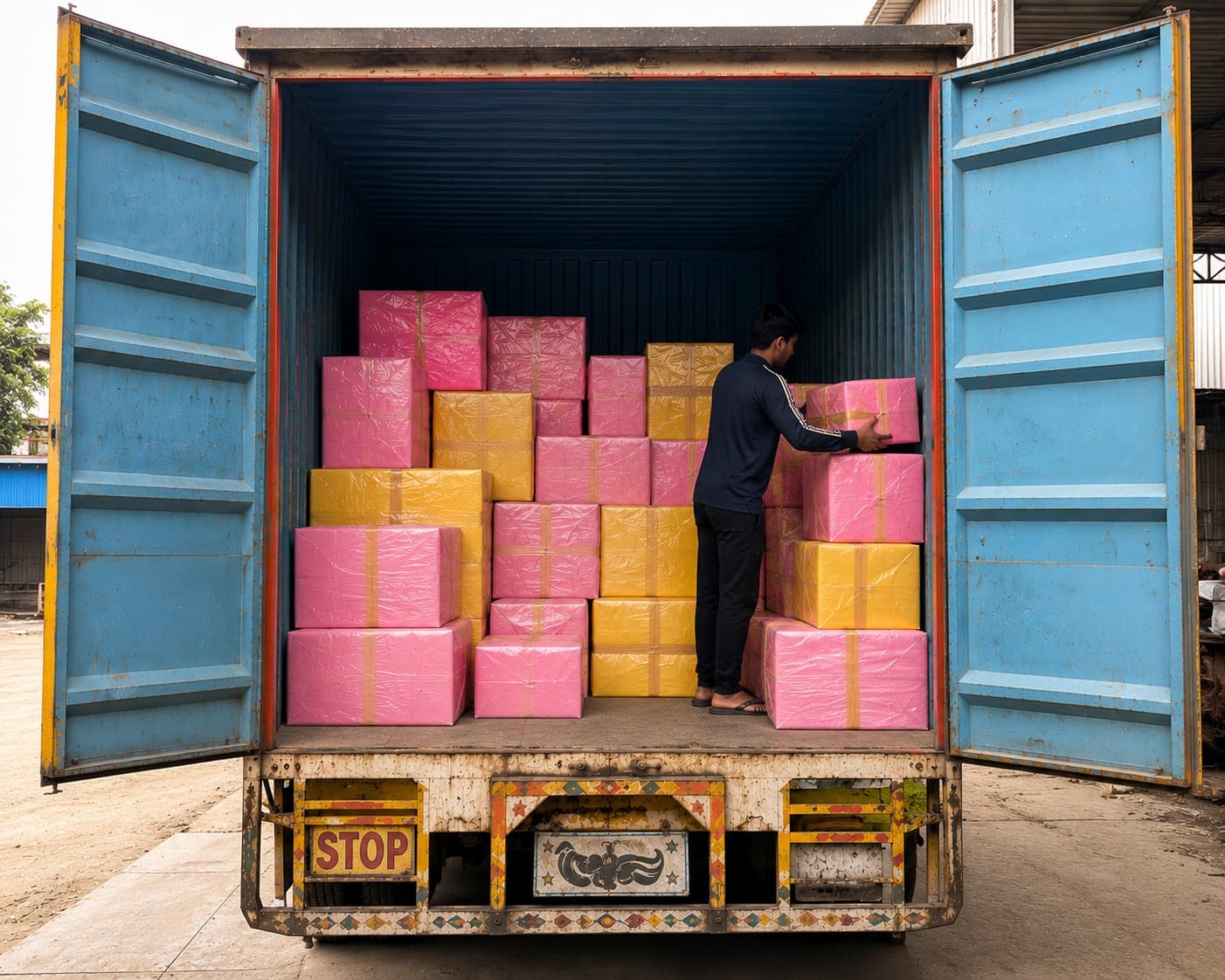 Loading packaging into an export container