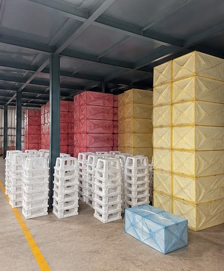 Wrapped EPS blocks ready for dispatch